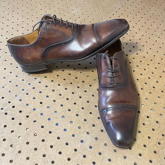 Magnanni Segovia Shoes Mens 13 Brown Cap Toe Leather Oxfords Burnish Cognac $495 main image 6